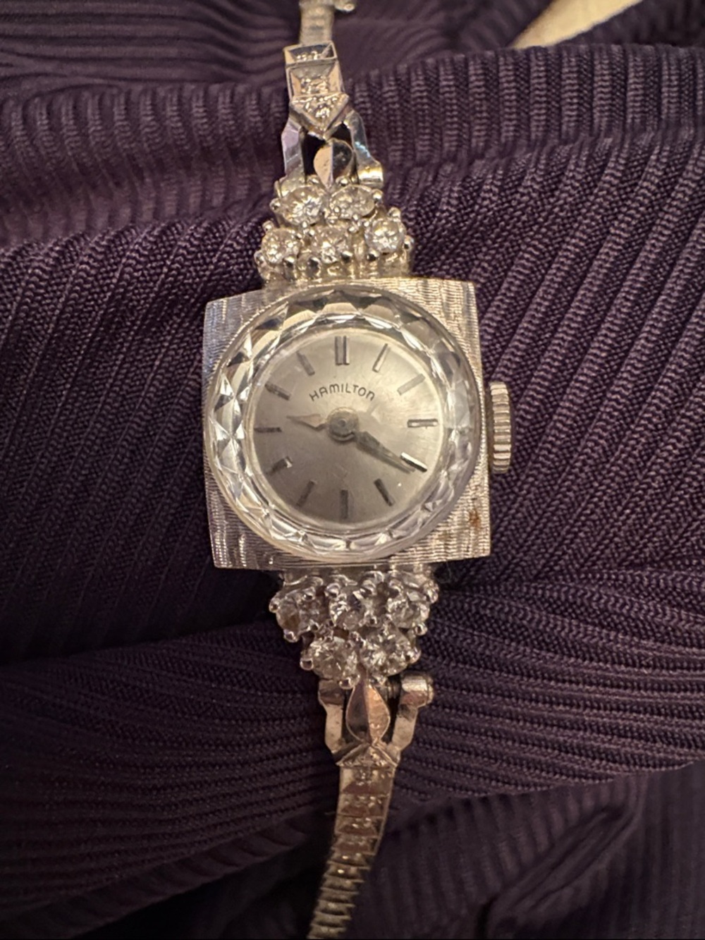 Vintage Hamilton Women's 14K Dress Watch with Crystal Accents - Picture 8 of 9